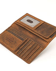 AMERICAN TANNER Genuine Leather Long Bifold Wallet For Men Women H7 X W3