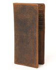 AMERICAN TANNER Genuine Leather Long Bifold Wallet For Men Women H7 X W3