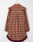 Plaid Patchwork Ruffle Hem Long Sleeve Mini Dress