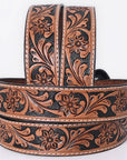 COMFYTACK Western Genuine Leather Belt for Men Women Cowboy Cowgirl Handmade Unisex Full Grain Heavy Duty Floral Tooled Belt