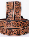 COMFYTACK Western Genuine Leather Belt for Men Women Cowboy Cowgirl Handmade Unisex Full Grain Heavy Duty Floral Tooled Belt