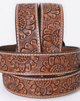 COMFYTACK Western Genuine Leather Belt for Men Women Cowboy Cowgirl Handmade Unisex Full Grain Heavy Duty Floral Tooled Belt