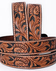 COMFYTACK Western Genuine Leather Belt for Men Women Cowboy Cowgirl Handmade Unisex Full Grain Heavy Duty Floral Tooled Belt