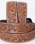 COMFYTACK Western Genuine Leather Belt for Men Women Cowboy Cowgirl Handmade Unisex Full Grain Heavy Duty Floral Tooled Belt