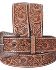 COMFYTACK Western Genuine Leather Belt for Men Women Cowboy Cowgirl Handmade Unisex Full Grain Heavy Duty Floral Tooled Belt