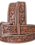 COMFYTACK Western Genuine Leather Belt for Men Women Cowboy Cowgirl Handmade Unisex Full Grain Heavy Duty Floral Tooled Belt