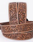 COMFYTACK Western Genuine Leather Belt for Men Women Cowboy Cowgirl Handmade Unisex Full Grain Heavy Duty Floral Tooled Belt