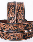 COMFYTACK Western Genuine Leather Belt for Men Women Cowboy Cowgirl Handmade Unisex Full Grain Heavy Duty Floral Tooled Belt