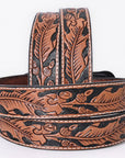 COMFYTACK Western Genuine Leather Belt for Men Women Cowboy Cowgirl Handmade Unisex Full Grain Heavy Duty Floral Tooled Belt