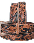 COMFYTACK Western Genuine Leather Belt for Men Women Cowboy Cowgirl Handmade Unisex Full Grain Heavy Duty Floral Tooled Belt