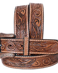 COMFYTACK Western Genuine Leather Belt for Men Women Cowboy Cowgirl Handmade Unisex Full Grain Heavy Duty Floral Tooled Belt