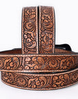 COMFYTACK Western Genuine Leather Belt for Men Women Cowboy Cowgirl Handmade Unisex Full Grain Heavy Duty Floral Tooled Belt