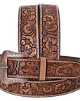 COMFYTACK Western Genuine Leather Belt for Men Women Cowboy Cowgirl Handmade Unisex Full Grain Heavy Duty Floral Tooled Belt