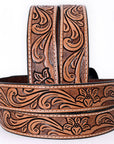 COMFYTACK Western Genuine Leather Belt for Men Women Cowboy Cowgirl Handmade Unisex Full Grain Heavy Duty Floral Tooled Belt