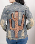ADJKT021 Genuine leather Hand tooled hand carved Women 100% cotton Denim jacket dress ladies girl