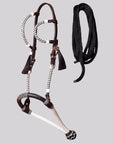 Hilason Western Horse Noseband Genuine Leather Rein With Bosal Set White / Black