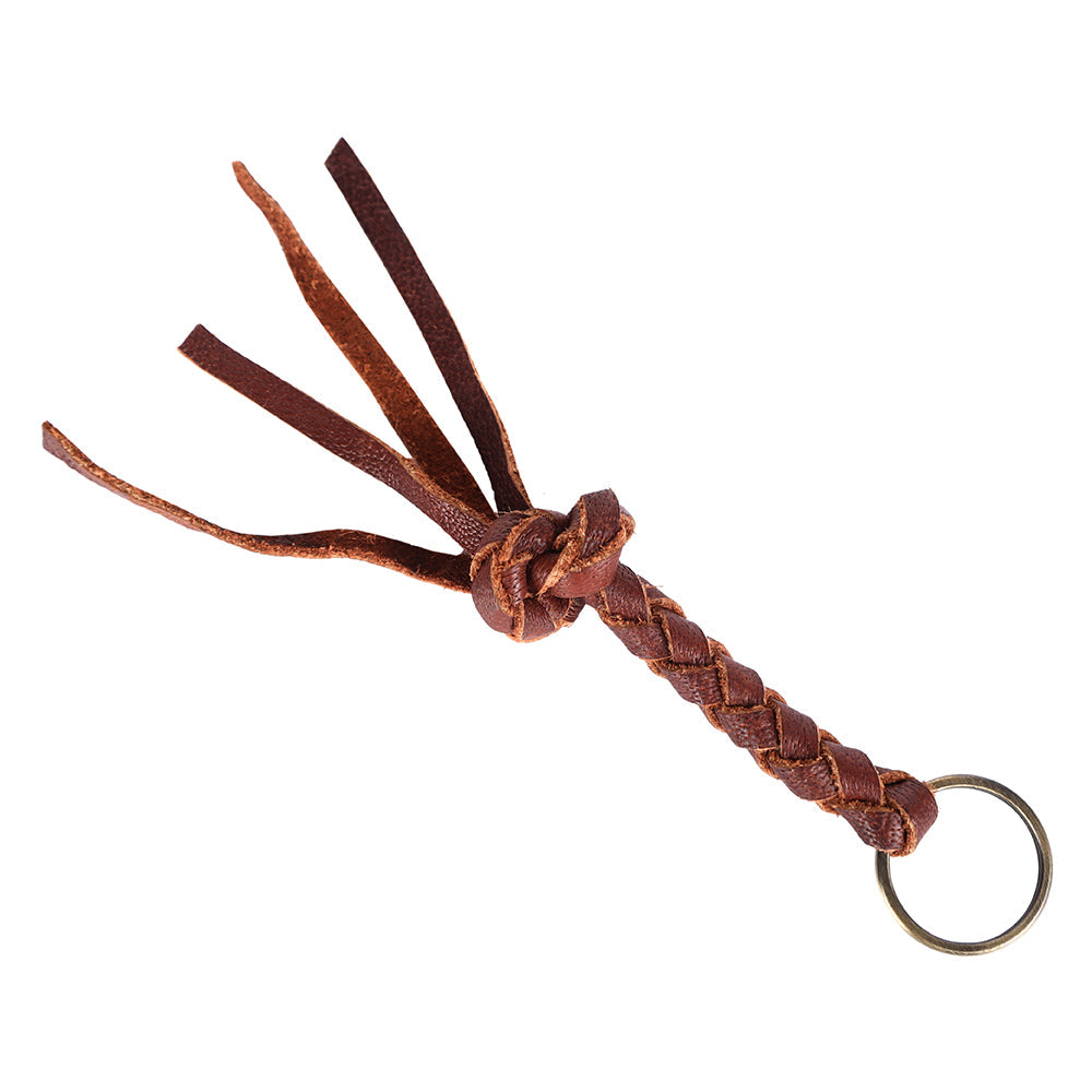 Ohlay Genuine Leather Handmade Braided Key Ring Brown Key Chain