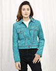 Genuine Vintage leather Women shirt jacket dress ladies girl