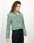 Genuine Vintage leather Women shirt jacket dress ladies girl