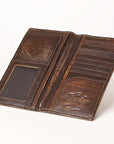 AMERICAN TANNER Genuine Leather Hand Burnished Long Bifold Wallet For Men Women H7 X W3.5 X D0.5