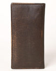 AMERICAN TANNER Genuine Leather Hand Burnished Long Bifold Wallet For Men Women H7 X W3.5 X D0.5