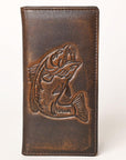 AMERICAN TANNER Genuine Leather Hand Burnished Long Bifold Wallet For Men Women H7 X W3.5 X D0.5