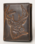 AMERICAN TANNER Genuine Leather Hand Burnished Trifold Wallet For Men Women H4.25 X W3 X D0.5