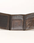 AMERICAN TANNER Genuine Leather Hand Burnished Trifold Wallet For Men Women H4.25 X W3 X D0.5