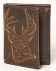AMERICAN TANNER Genuine Leather Hand Burnished Trifold Wallet For Men Women H4.25 X W3 X D0.5
