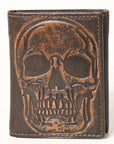 AMERICAN TANNER Genuine Leather Hand Burnished Trifold Wallet For Men Women H4.25 X W3 X D0.5