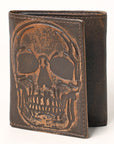AMERICAN TANNER Genuine Leather Hand Burnished Trifold Wallet For Men Women H4.25 X W3 X D0.5