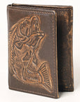 AMERICAN TANNER Genuine Leather Hand Burnished Trifold Wallet For Men Women H4.25 X W3 X D0.5
