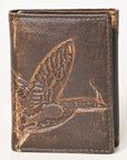 AMERICAN TANNER Genuine Leather Hand Burnished Trifold Wallet For Men Women H4.25 X W3 X D0.5