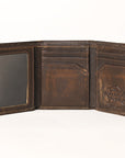 AMERICAN TANNER Genuine Leather Hand Burnished Trifold Wallet For Men Women H4.25 X W3 X D0.5