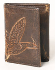 AMERICAN TANNER Genuine Leather Hand Burnished Trifold Wallet For Men Women H4.25 X W3 X D0.5