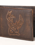 AMERICAN TANNER Genuine Leather Hand Burnished Bifold Wallet For Men Women H3.5 X W4.75 X D0.5