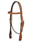 Hilason Western Horse Genuine Leather Headstall Bridle Engraved GS Concho Chestnut