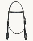 Hilason Western Horse Genuine Leather Headstall Bridle Engraved GS Concho Black