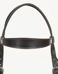 Hilason Western Horse Genuine Leather Headstall Bridle Engraved GS Concho Brown