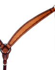 Hilason Western Horse Barb Wire Hand Tooled American Leather Breast Collar Light Oiled
