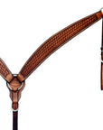 HILASON Western Genuine Leather Horse V Shaped Breast Collar Oiled Tan