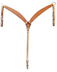 HILASON Western Genuine Leather Horse V Shaped Breast Collar Oiled Tan