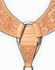 Hilason Western Horse Floral Hand Carved American Leather Breast Collar Oiled Tan