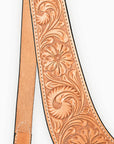 Hilason Western Horse Floral Hand Carved American Leather Breast Collar Oiled Tan