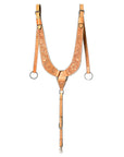 Hilason Western Horse Floral Hand Carved American Leather Breast Collar Oiled Tan