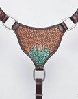 Hilason Horse Cactus Hand Painted American Leather Breast Collar Headstall Brown
