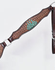 Hilason Horse Cactus Hand Painted American Leather Breast Collar Headstall Brown