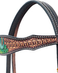 Hilason Western Horse Cactus Hand Painted American Leather Headstall Brown