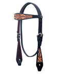 Hilason Horse Floral Hand Carved American Leather Breast Collar Headstall