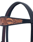 Hilason Horse Floral Hand Carved American Leather Breast Collar Headstall